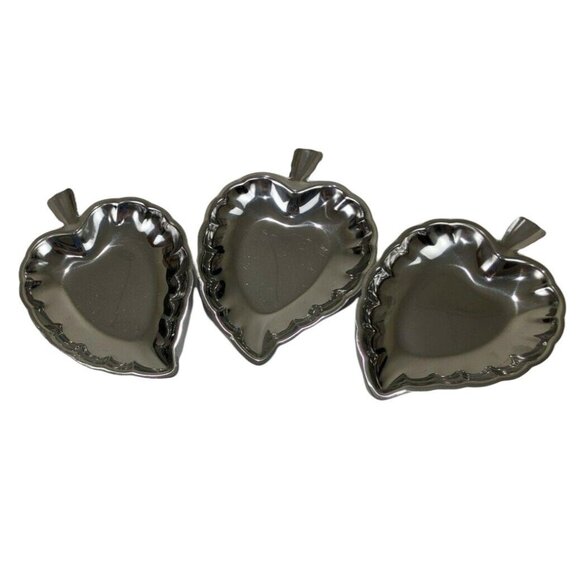 Decorative Set of 3 Vintage Silver Leaf Candy Dishes. 7 inch Dining Kitchen 8i - Picture 3 of 5